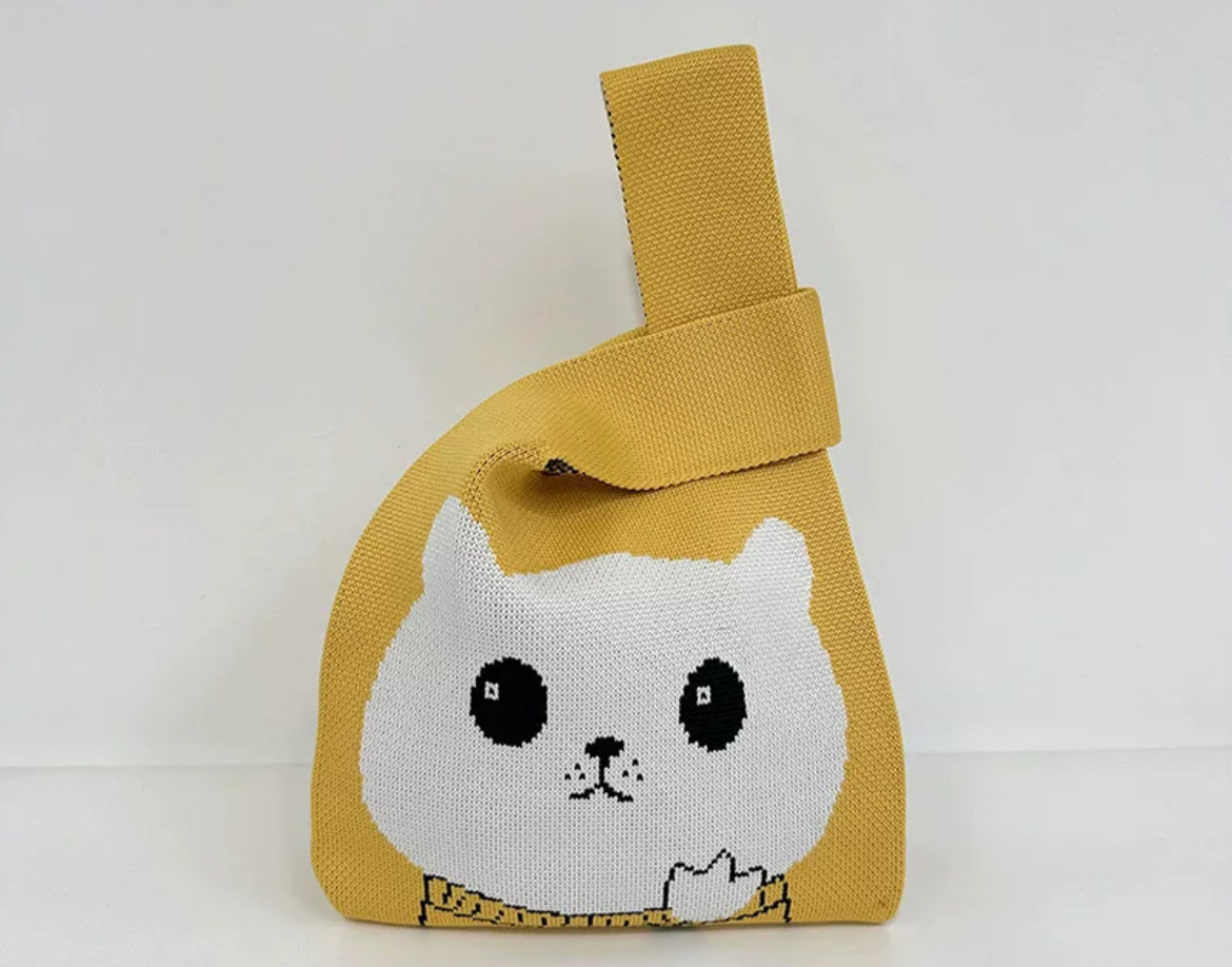 Big Eyes Cat - Knitted Bag Tote Vest Bag