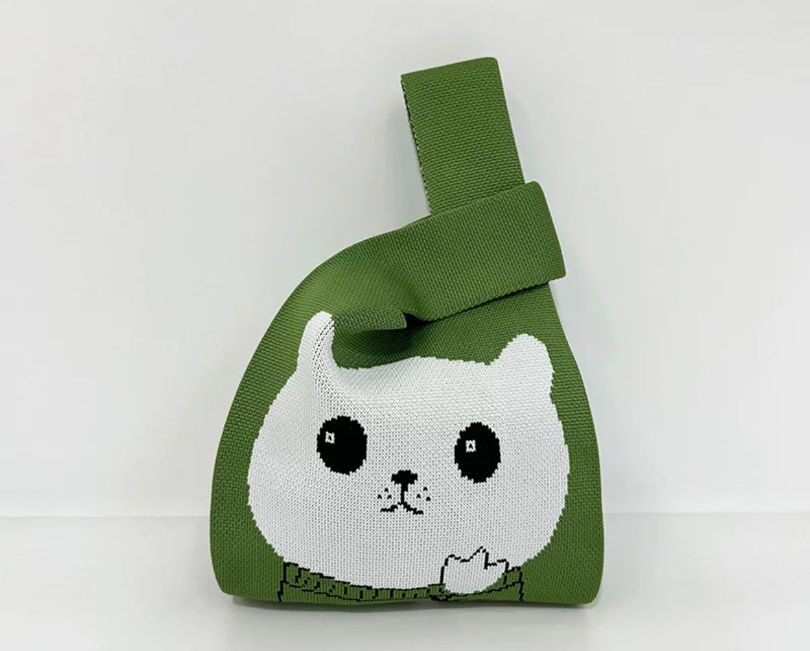 Big Eyes Cat - Knitted Bag Tote Vest Bag