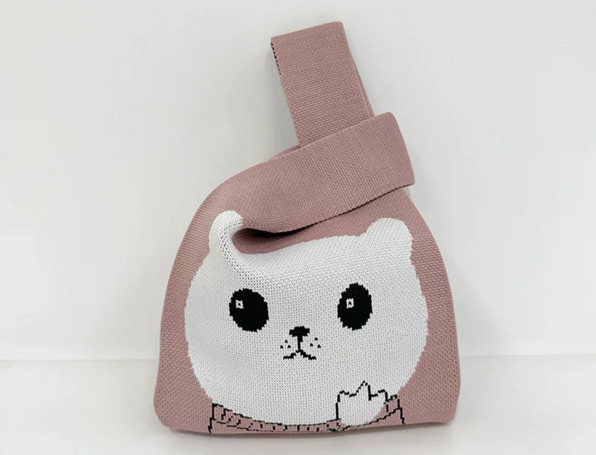 Big Eyes Cat - Knitted Bag Tote Vest Bag